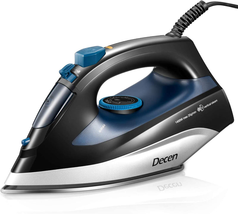 Steam Iron for Clothes, 1400W Iron with Rapid Even Heat and Fast Burst Steam