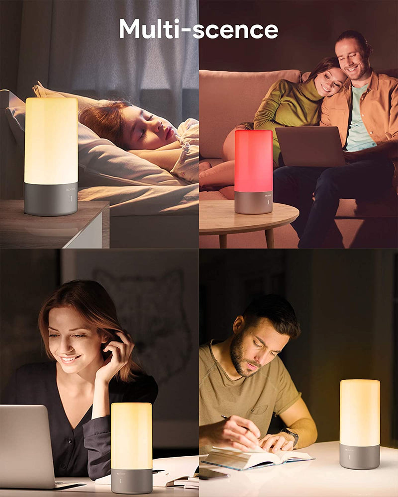 Table Lamp, Touch Sensor Bedside Lamps Nightstand Lamp, Dimmable Color Changing RGB Warm White