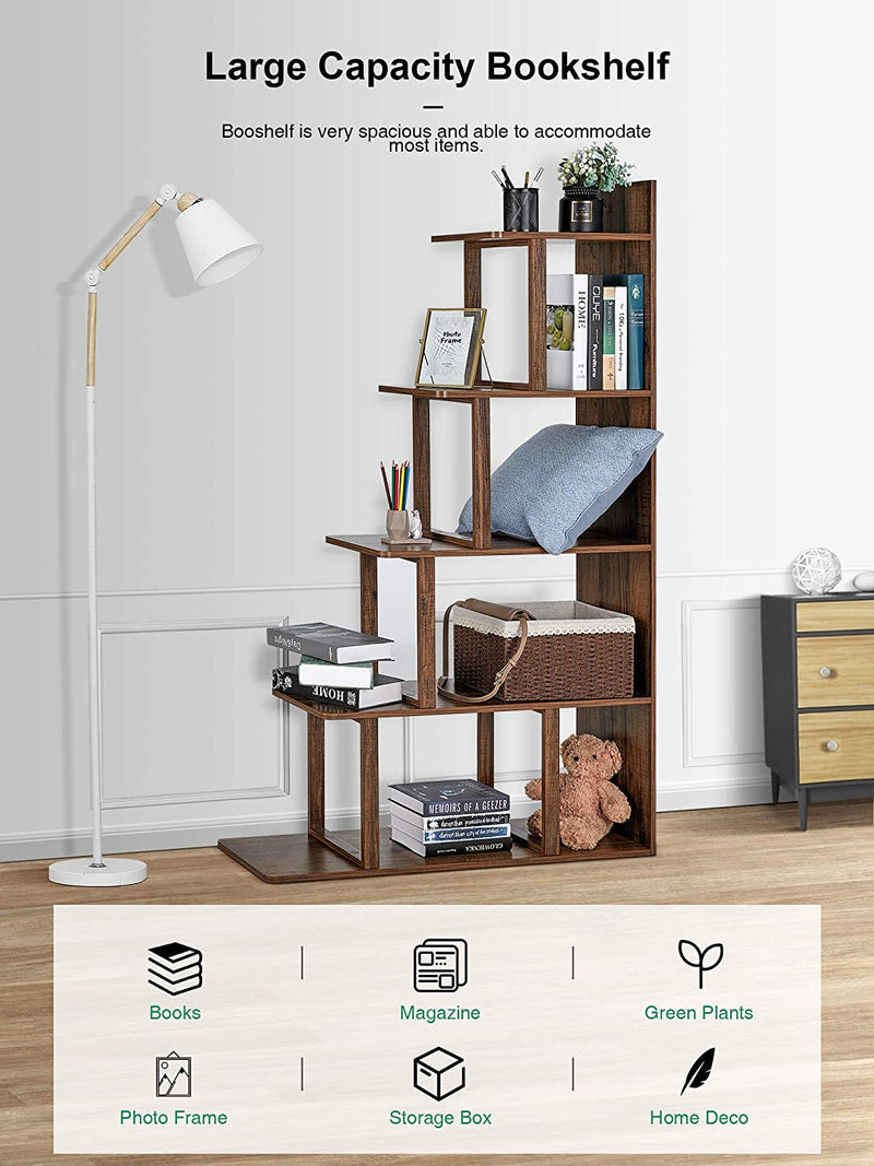 Ladder Corner Bookshelf, 5 Tier Ladder Shelf Ladder Bookcase