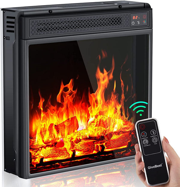 Electric Fireplace with LED Realistic Flame Effect 18-inch