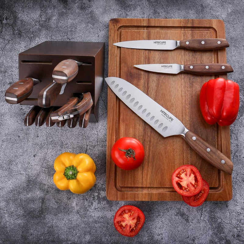 14 Pieces High Carbon Stainless Steel Knife Set with Block