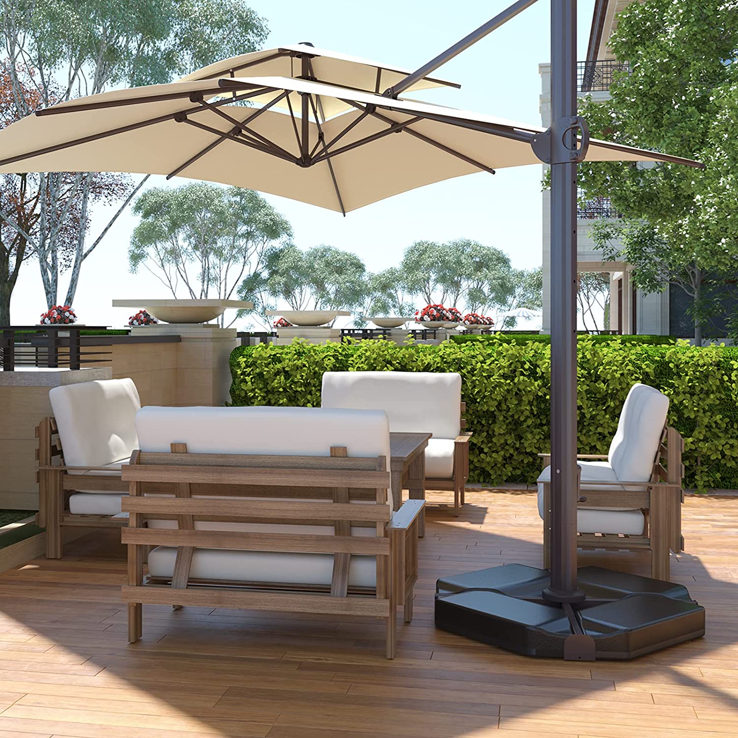 QOMOTOP 4Piece Cantilever Offset Patio Umbrella Stand