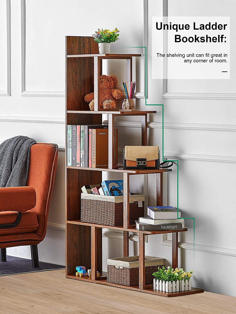 Ladder Corner Bookshelf, 5 Tier Ladder Shelf Ladder Bookcase