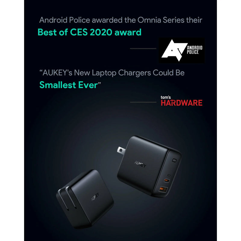 Omnia Mix 65W Dual-Port Fast GaN Charger with USB-A & USB-C Ports