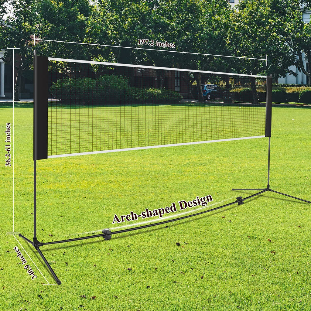 FEMOR Portable Badminton Net and Poles Set Racktodoor