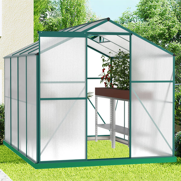 Walk-In Greenhouse Kit with Aluminum Frame and Sliding Door (Large 8ft x 6ft)