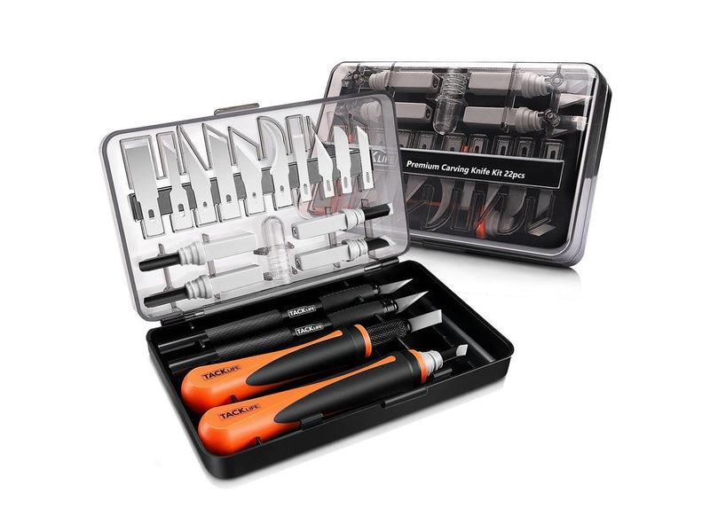 Precision Craft Utility Knife Set 22 Pieces Sharp Scalpel Razor Knives Tool Sharp Steel Blade User-Friendly Design CKH01 - Rack To Door