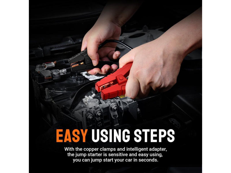T6 800A Peak 18000mAh Car Jump Starter (up to 7.0L Gas, 5.5L Diesel Engine) - Rack To Door