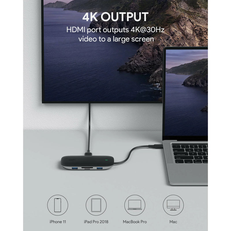 8-in-1 USB C Hub with Ethernet Port, 4K USB C to HDMI