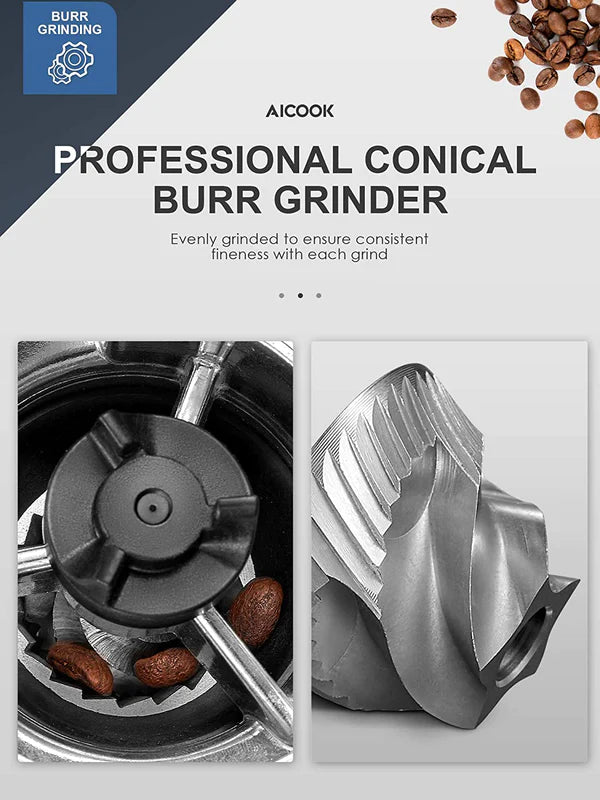 Electric Conical Burr Coffee Grinder, 42 PCs Grind Settings, Matte Black