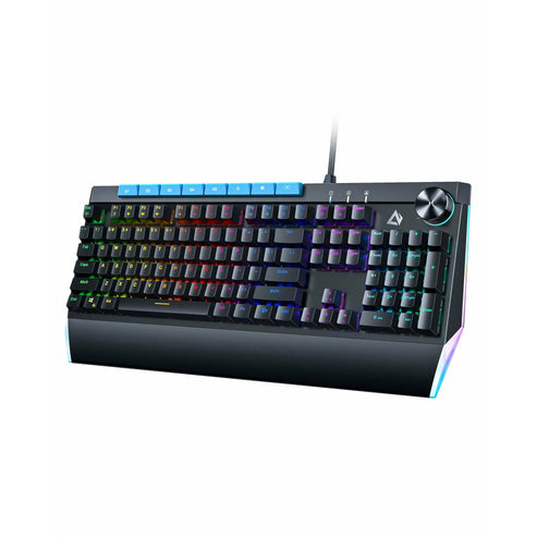 Programmable Mechanical Keyboard with Blue Switches, Media Controls, & RGB Lighting