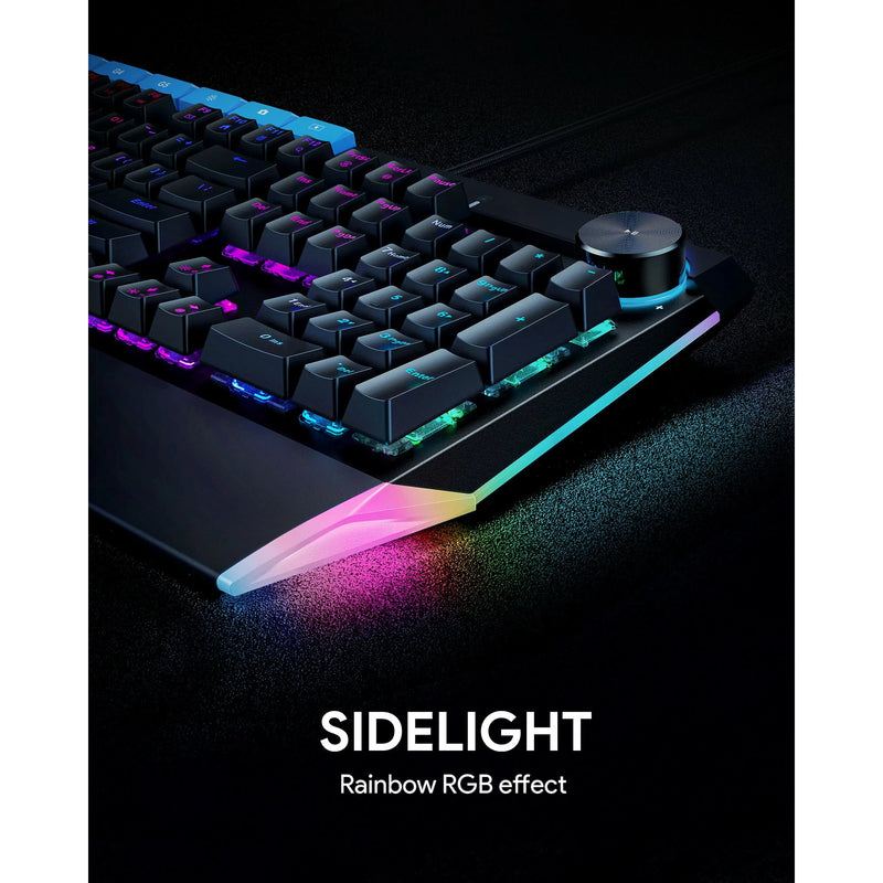 Programmable Mechanical Keyboard with Blue Switches, Media Controls, & RGB Lighting