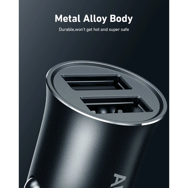 Dual USB-A Metal Car Charger 24W