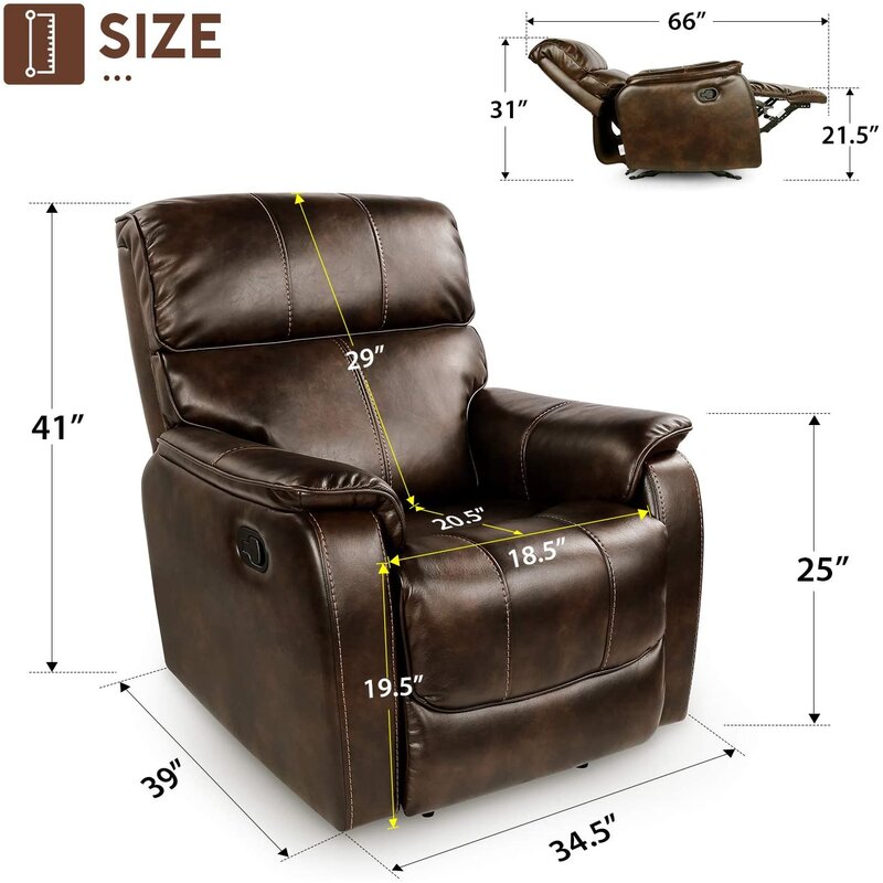 Oversized Rocker Recliner Lounge Chair with Overstuffed Back