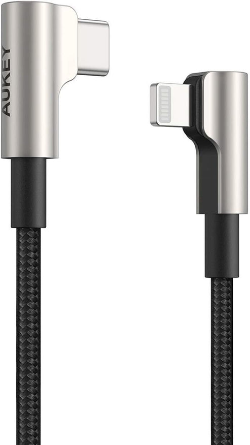 Type-C to Lightning Data Cable, 3.3ft Black Braid+90 Degree Zinc Alloy CB-CL09