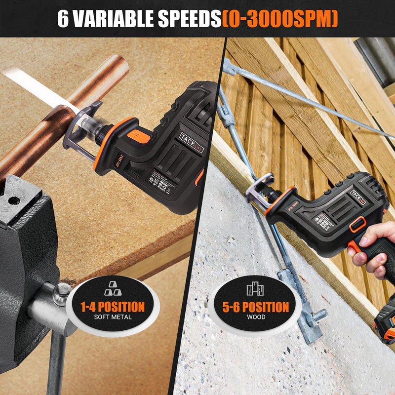 20V Cordless Reciprocating Saw with Lithium Battery, Charger, and 2 Blades