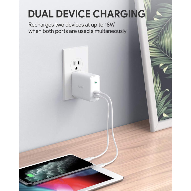 Wall Charger 36W PD with Dynamic Detect USB C Type White for Phones PA-D2 - Rack To Door