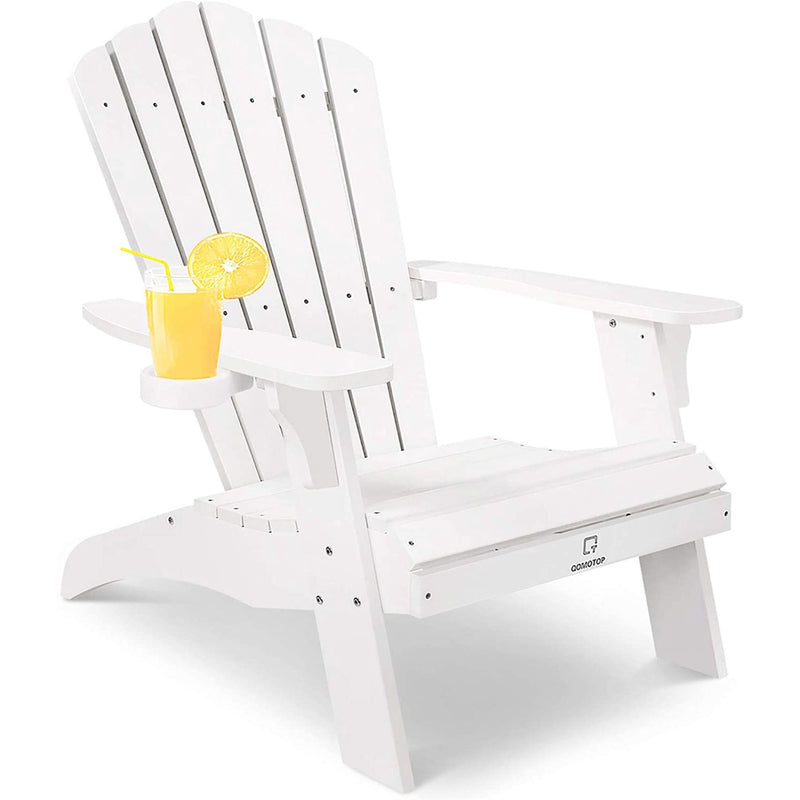 Oversized Adirondack Chair with Cup Holder Made with All-Weather Fade-Resistant Poly Lumber + 350lb Rating