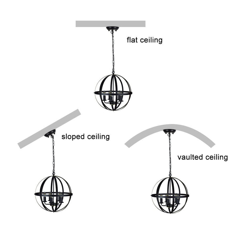 Industrial Pendant Lighting Fixture, Flexible Chandelier Hanging, Rustic 5 Light Flush Mount Ceiling Pendant Lamp