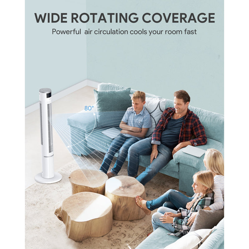 43" Tower Fan, Portable Quiet Cooling and Oscillating Fan Tower with Remote and Touch Control Panel, 9 Modes, 1-7 Hour Timers