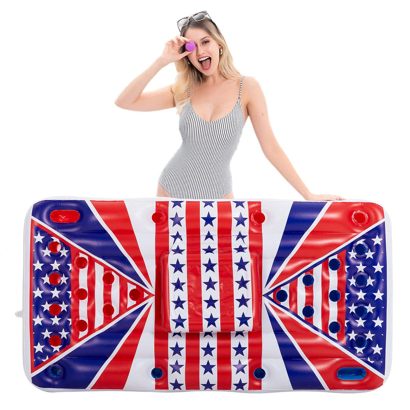 American Flag Floating Beer Pong Float with Built-In Cooler