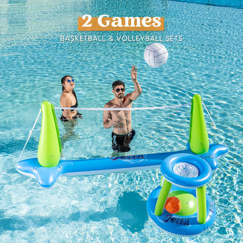 Inflatable Basketball & Volleyball Set for Pool Parties