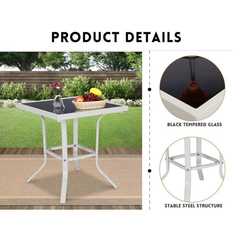 Outdoor Chaise Lounge Set with Glass Table