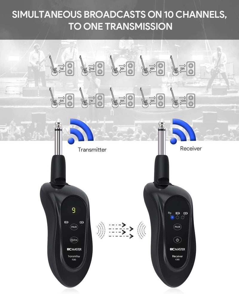 BC Master K380 Wireless Rechargeable Guitar Transmitter & Receiver Set