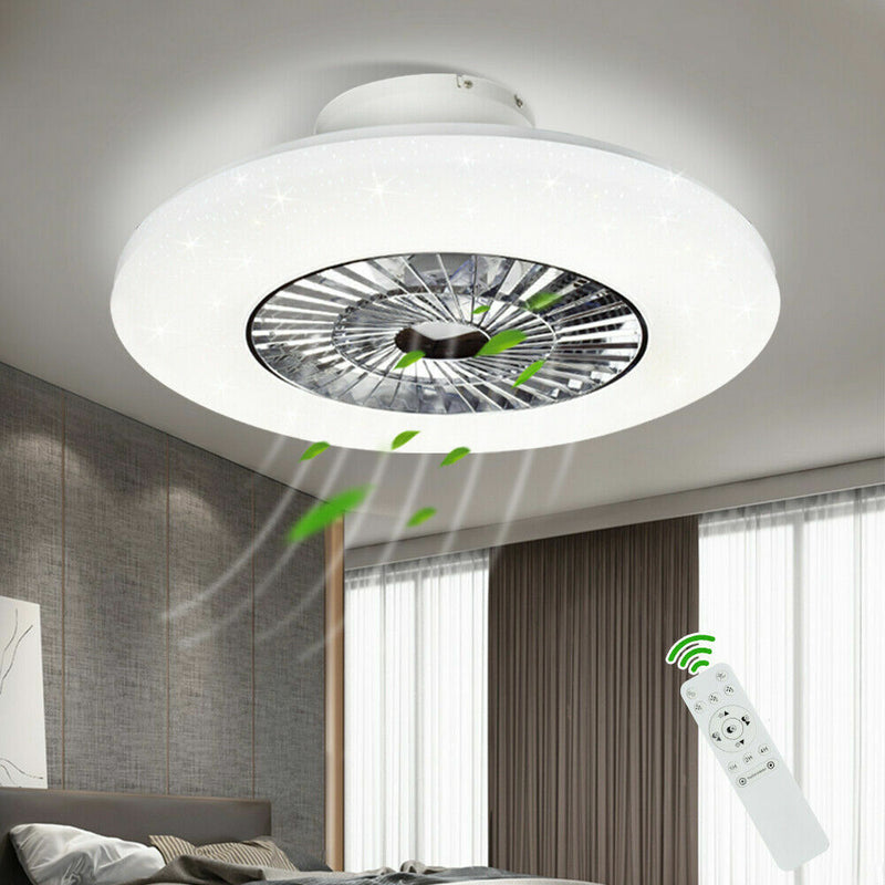 Remote Ceiling Fan with Light Kit-40W Modern Dimmable Ceiling Fan Lighting, 7 Invisible Blades Ceiling Fans, 23 Inch Ceiling Lighting Fixture Flush Mount, 3 Color Changeable, 3 Files, Timing